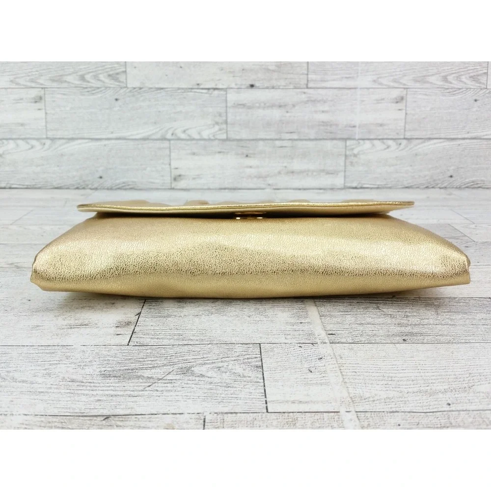 Vintage Gold Clutch Folded Snap Closure Envelope Clutch Bag MCM Metallic Shimmer